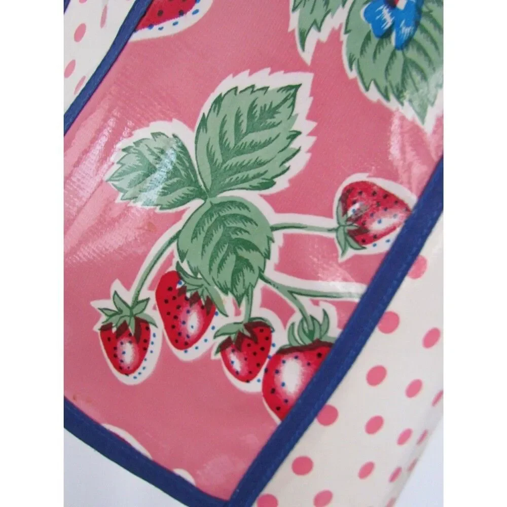 Retro Oilcloth Apron Strawberry Polka Dot Motif Limited Edition Print Excellent